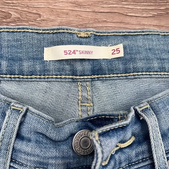 Levis 524 Jeans Womens 25 Too Superlow Skinny Medium Wash Stretch (8) - Picture 4 of 6